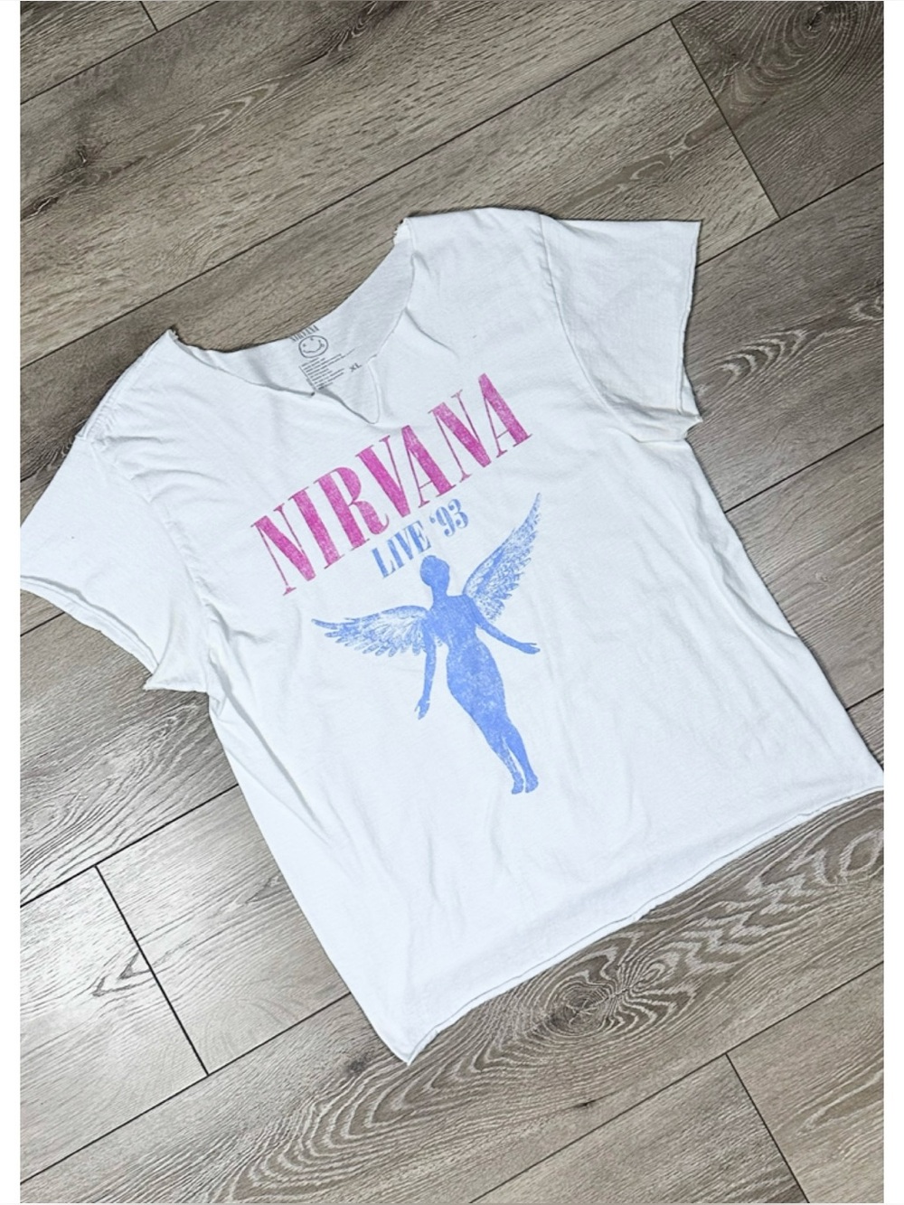 Nirvana Live 1993 Graphic Print DIY Cut & Cropped Tee *Flaw*